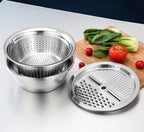 3-in-1 Stainless Steel Vegetable Slicer Drain Basket