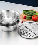 3-in-1 Stainless Steel Vegetable Slicer Drain Basket