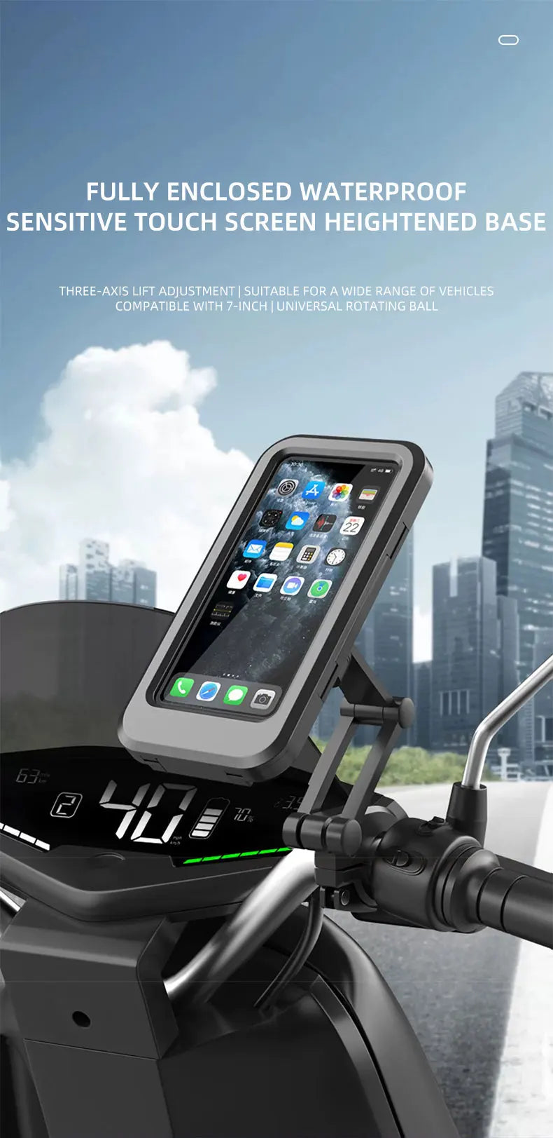 360° Waterproof Motorcycle Mobile Phone Holder