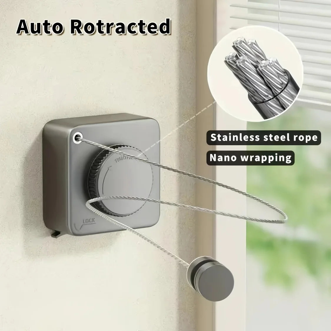 Indoor & Outdoor Auto Retractable Wire Clothesline