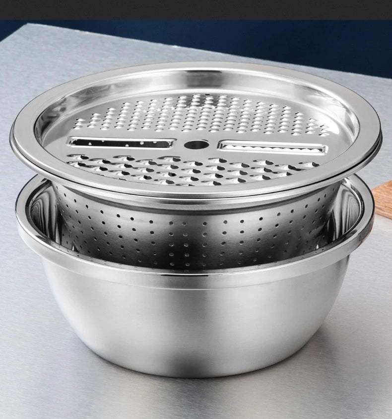 3-in-1 Stainless Steel Vegetable Slicer Drain Basket
