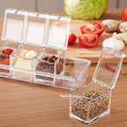 Transparent 4 Grid Spice Box With Spoon