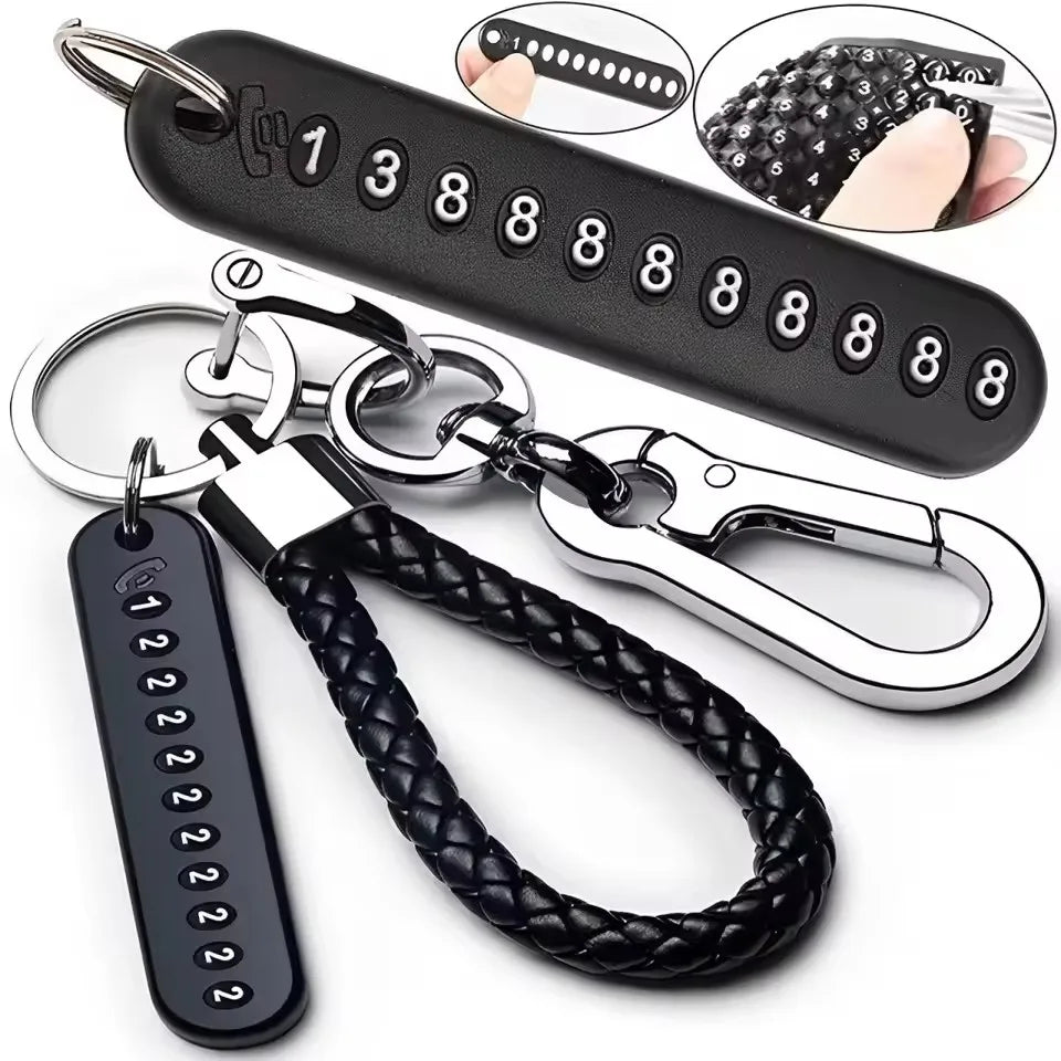 Smart Leather Rope Key Ring With Phone Number