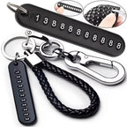 Smart Leather Rope Key Ring With Phone Number