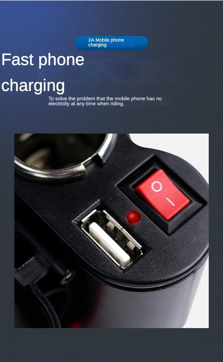 Motorcycle USB Waterproof Charger With Lighter