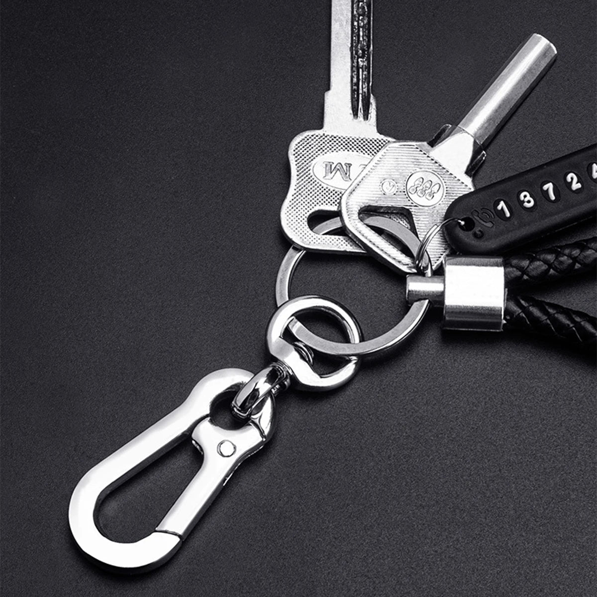 Smart Leather Rope Key Ring With Phone Number