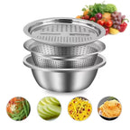3-in-1 Stainless Steel Vegetable Slicer Drain Basket
