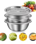 3-in-1 Stainless Steel Vegetable Slicer Drain Basket