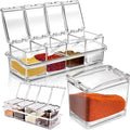 Transparent 4 Grid Spice Box With Spoon
