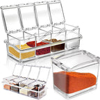 Transparent 4 Grid Spice Box With Spoon