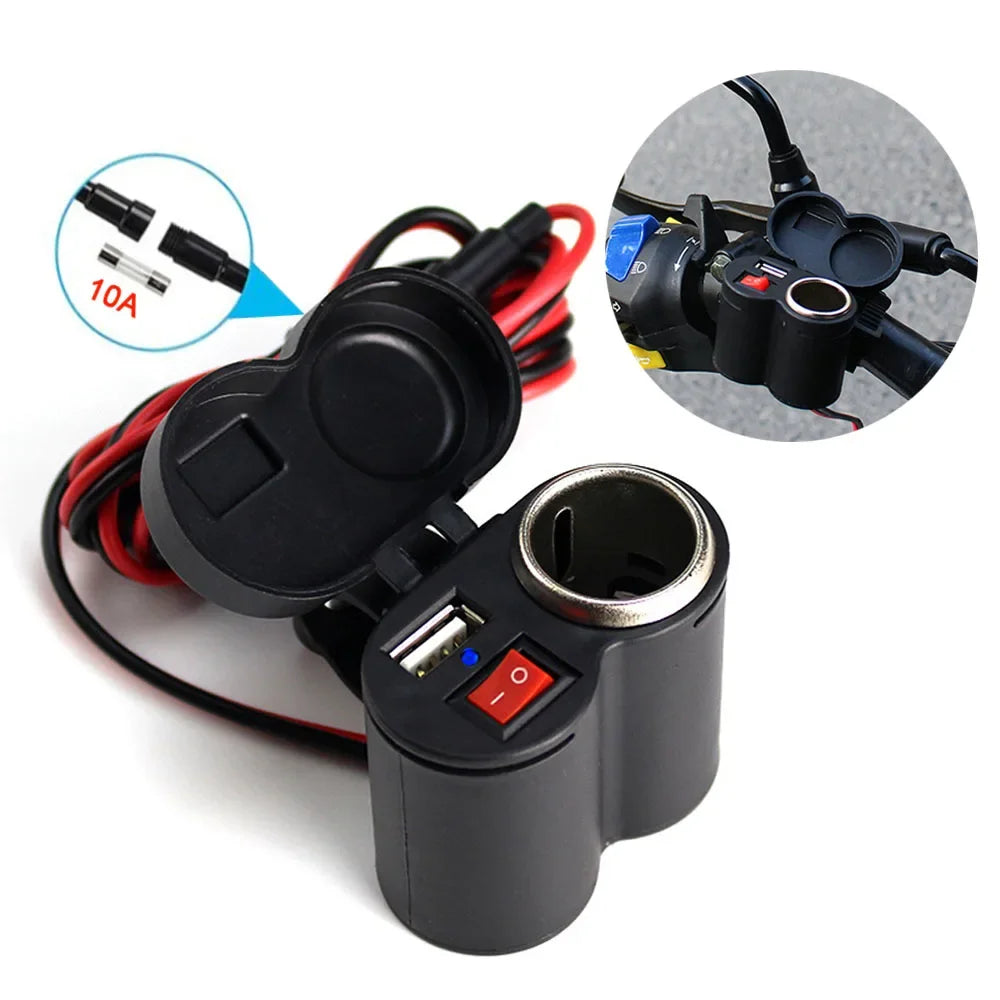Motorcycle USB Waterproof Charger With Lighter