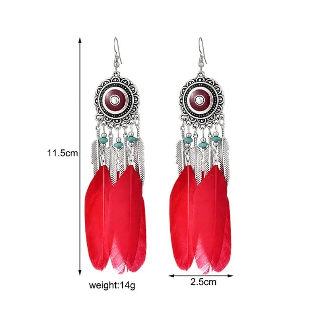 Women's Fashionable Long Feather Earring