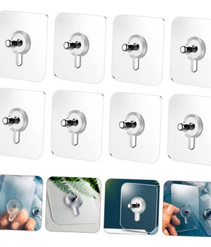 Punch Free Screw Adhesive Wall hooks (Set Of 10)