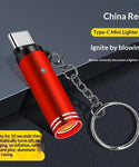 Mini Type-C Windproof Lighter With Key Ring