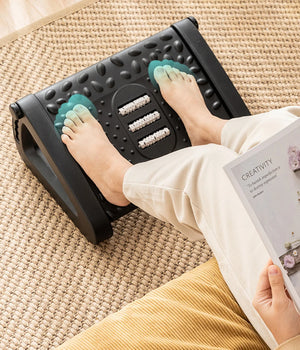 Ergonomic Footrest Stool With Massage Rollers