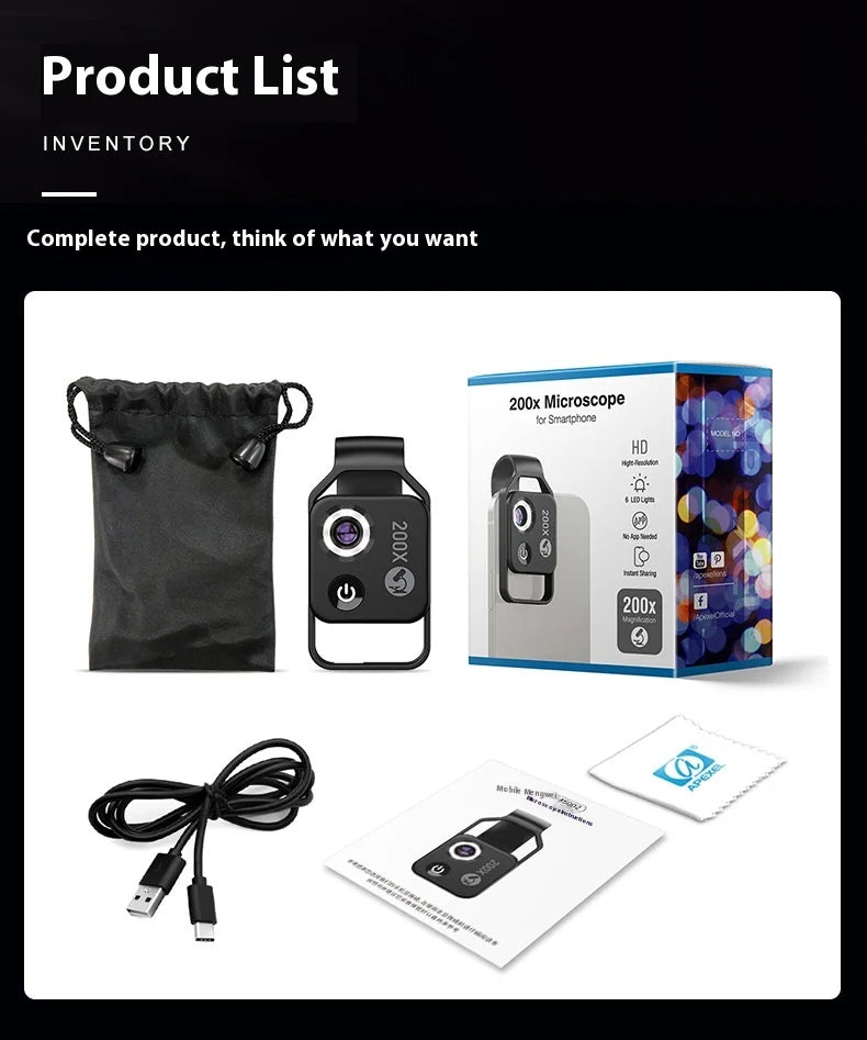 200X Microscope Universal Lens For Phone Camera