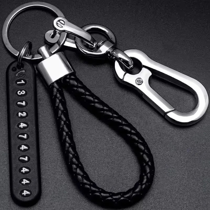 Smart Leather Rope Key Ring With Phone Number