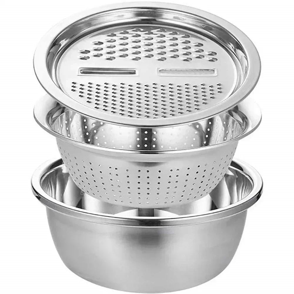 3-in-1 Stainless Steel Vegetable Slicer Drain Basket