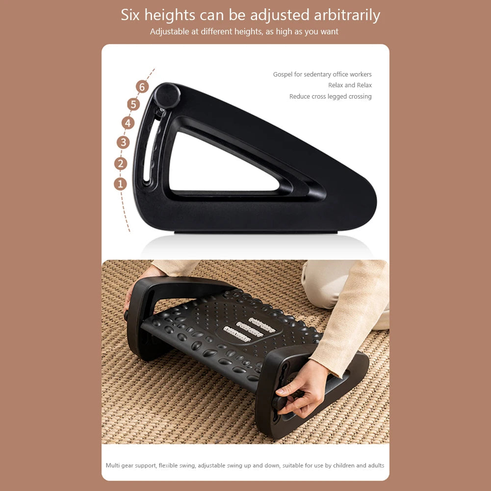 Ergonomic Footrest Stool With Massage Rollers