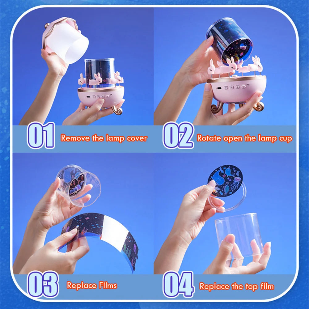 Creative Rechargeable Rotating Night Light Projector