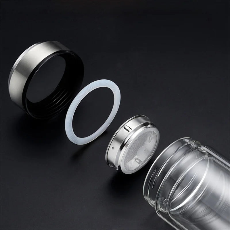 Leakproof Portable High-Grade Glass Water Bottle (500 ML)