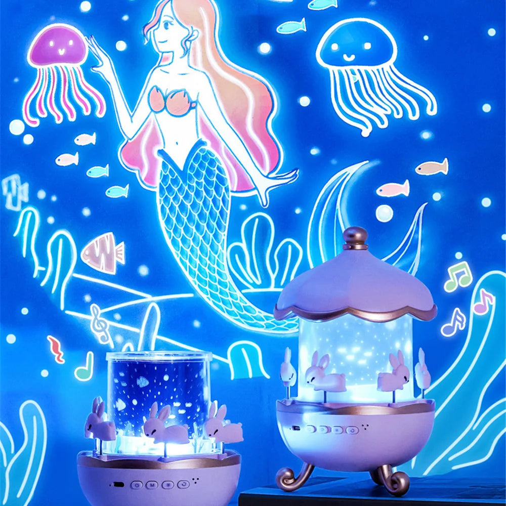 Creative Rechargeable Rotating Night Light Projector