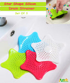 Star Shape Silicon Drain Strainer (Set Of 4)