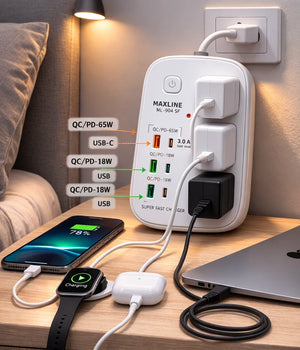 MAXLINE 65W PD & 18W QC Super Fast Charging Multiplug
