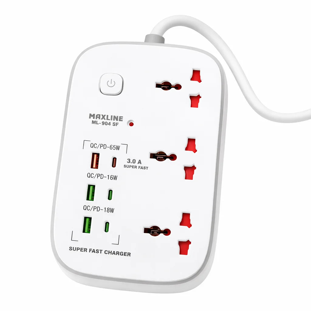 MAXLINE 65W PD & 18W QC Super Fast Charging Multiplug