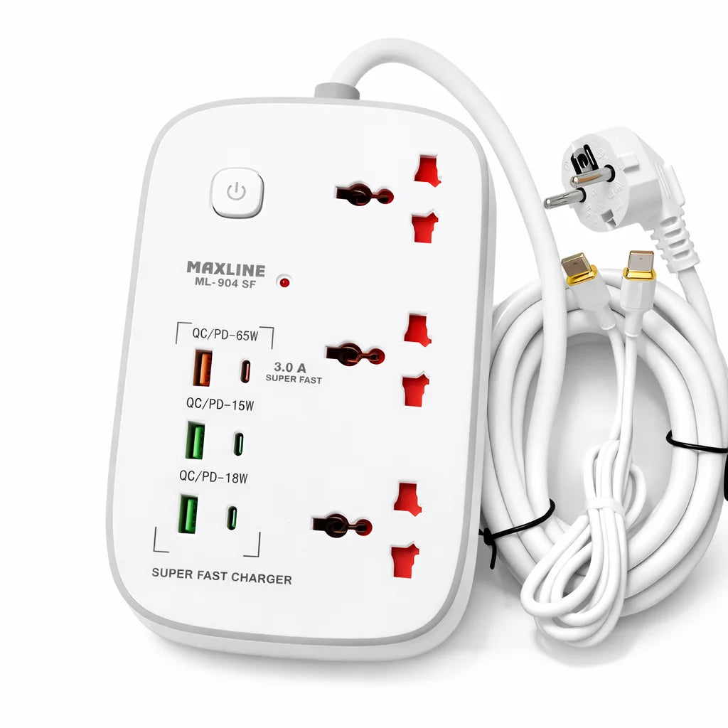 MAXLINE 65W PD & 18W QC Super Fast Charging Multiplug