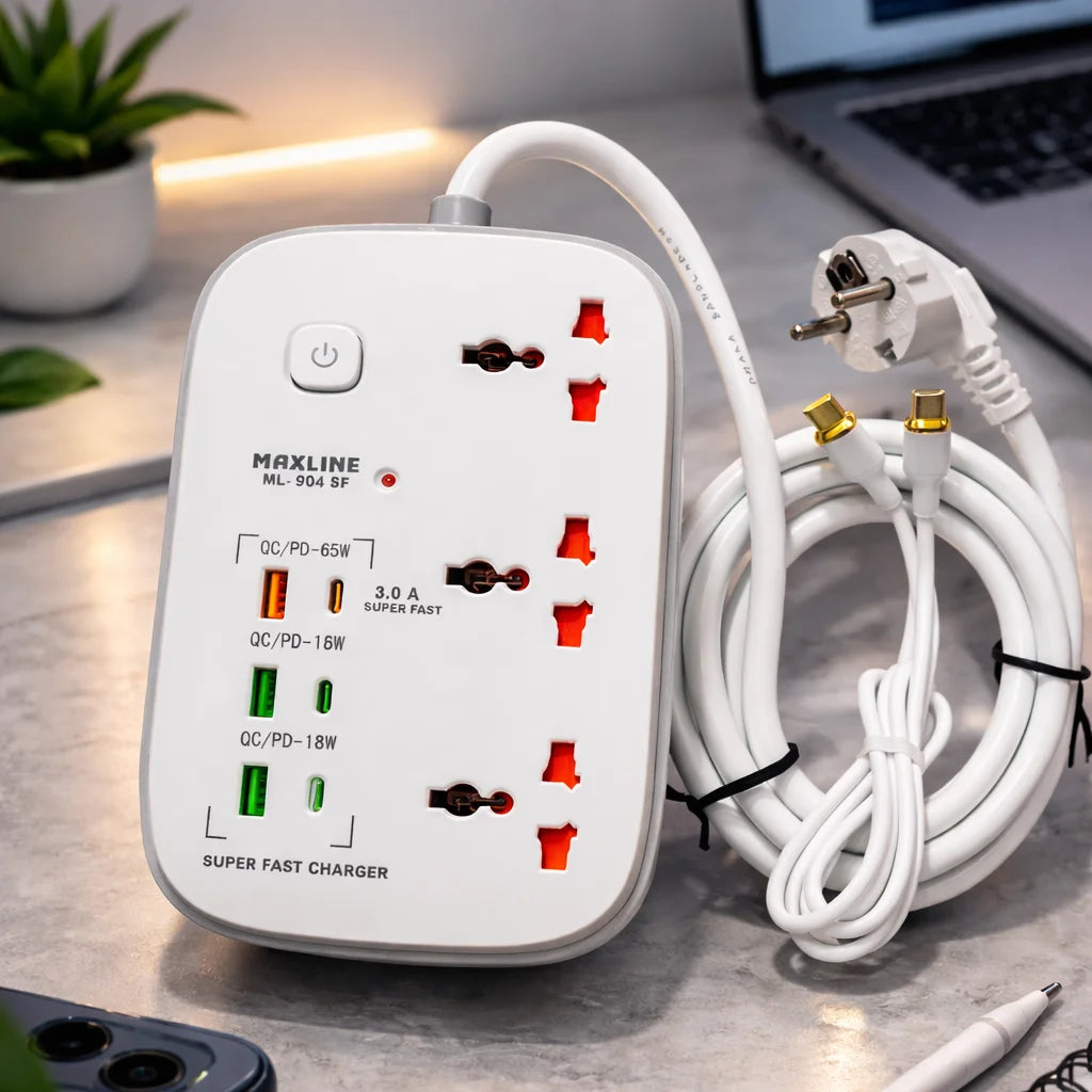 MAXLINE 65W PD & 18W QC Super Fast Charging Multiplug