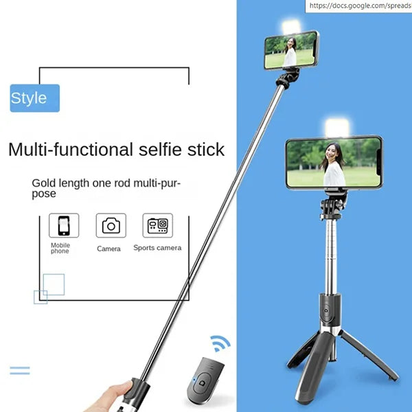 Wireless Foldable Selfie Stick & Tripod With Light