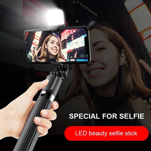 Wireless Foldable Selfie Stick & Tripod With Light