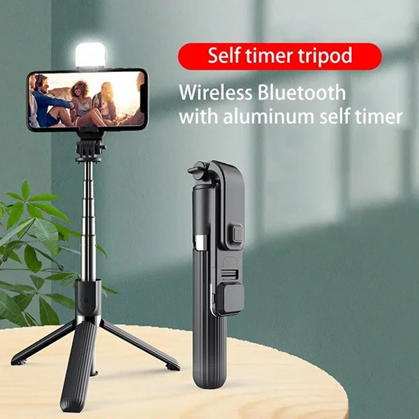 Wireless Foldable Selfie Stick & Tripod With Light