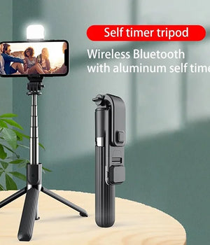 Wireless Foldable Selfie Stick & Tripod With Light