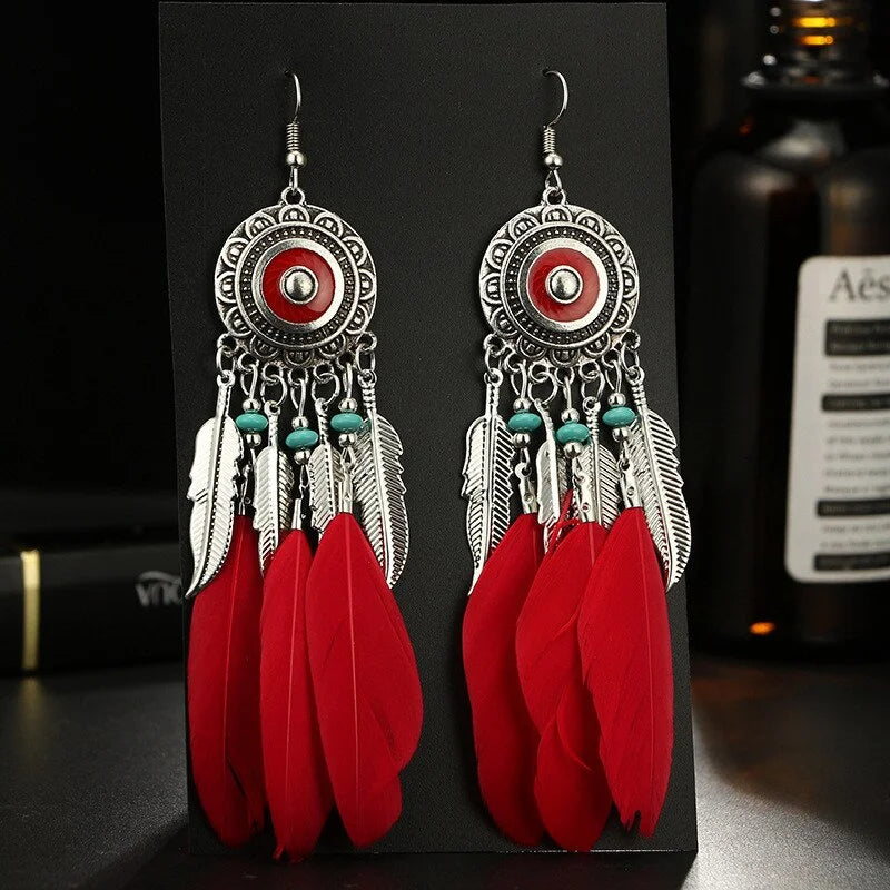 Women's Fashionable Long Feather Earring