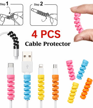 Spiral Silicone Cable Wire Protector (4 Pcs)