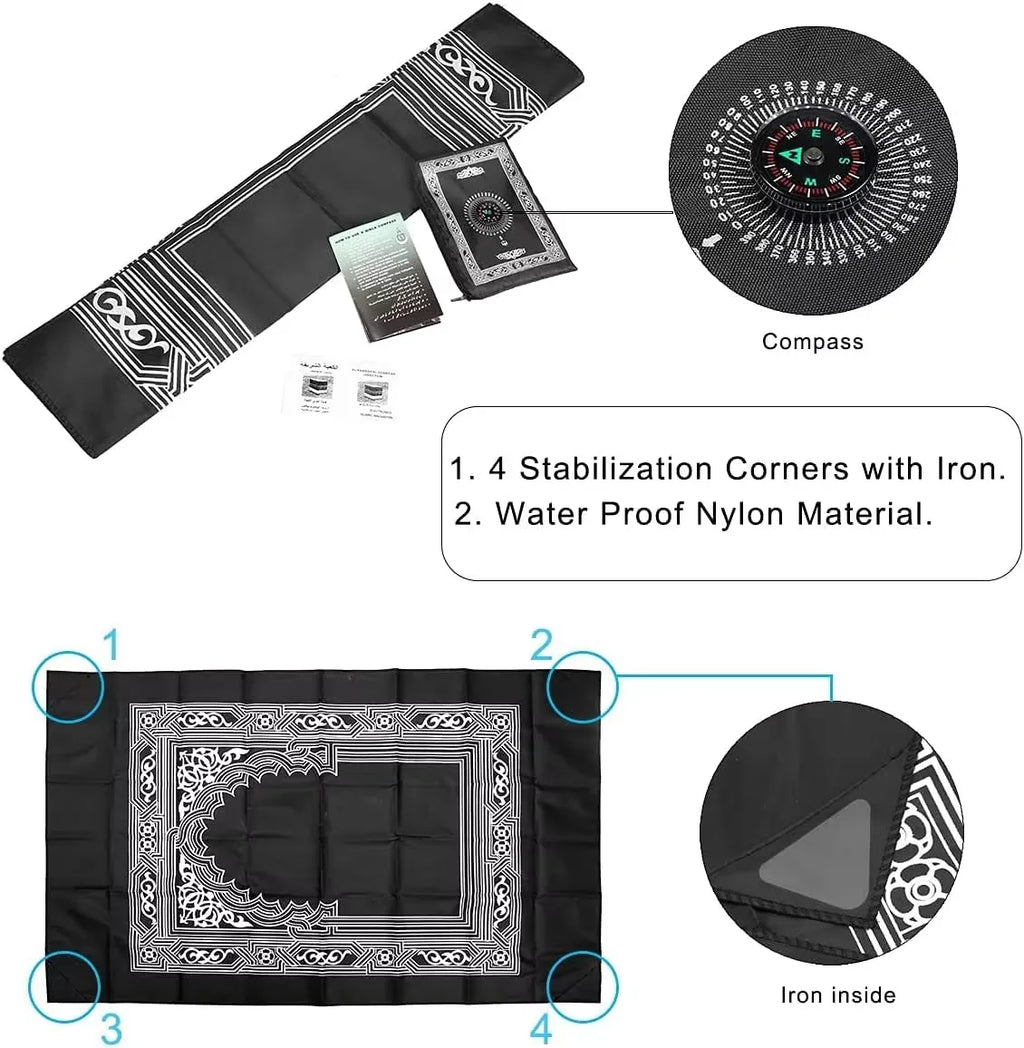 Portable Travel Prayer Mat With Compass