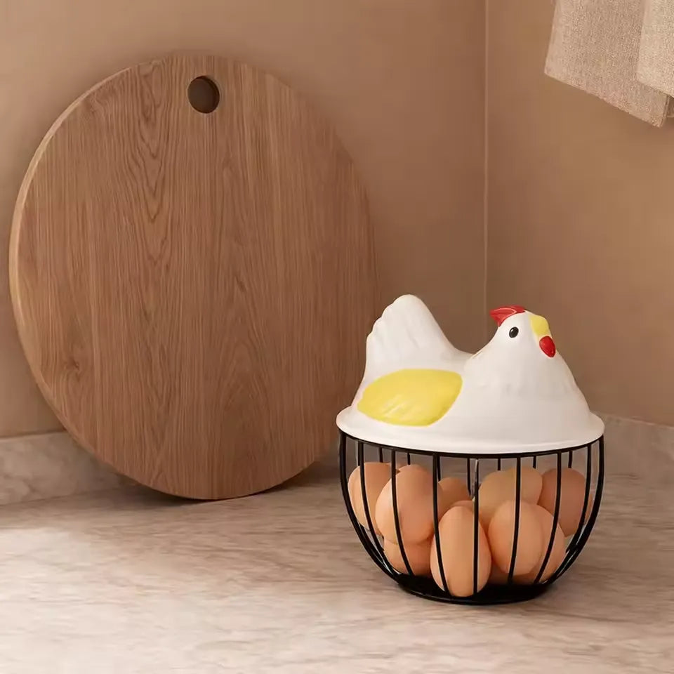 Cute Hen Shape Egg Storage Basket