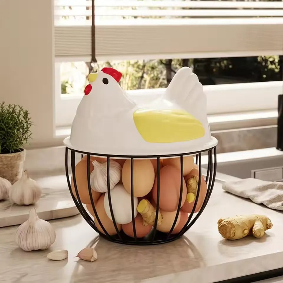 Cute Hen Shape Egg Storage Basket