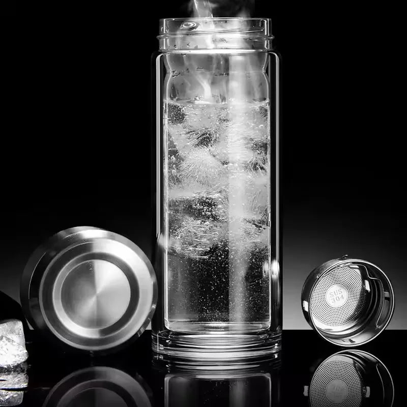Leakproof Portable High-Grade Glass Water Bottle (500 ML)