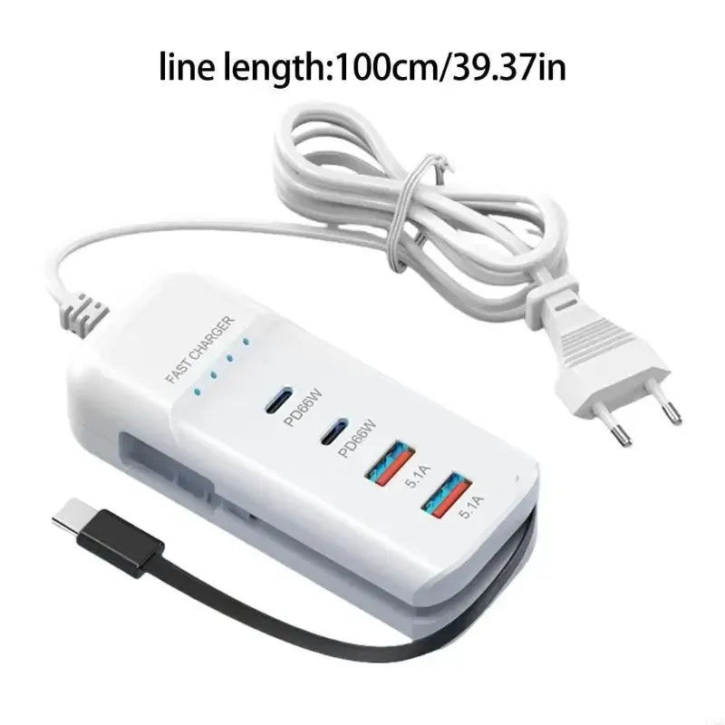 66W 4 Ports USB C Type Fast Charging Adapter