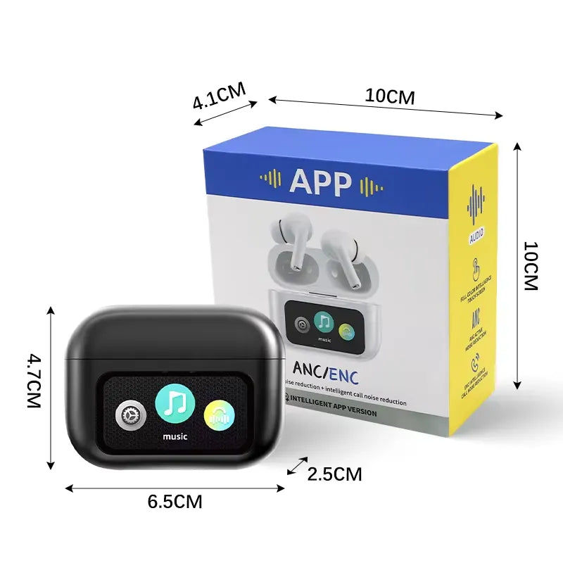 A9 Pro App Supported ANC/ENC Touch Display Wireless Earbuds