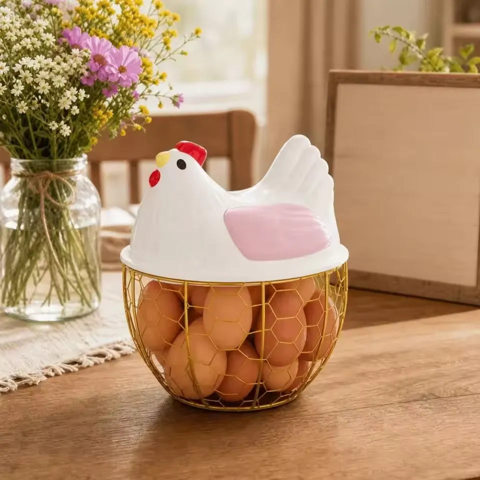 Cute Hen Shape Egg Storage Basket