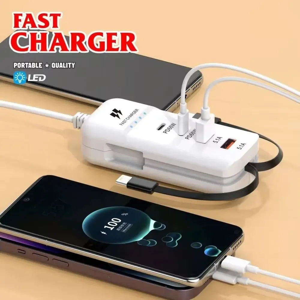 66W 4 Ports USB C Type Fast Charging Adapter