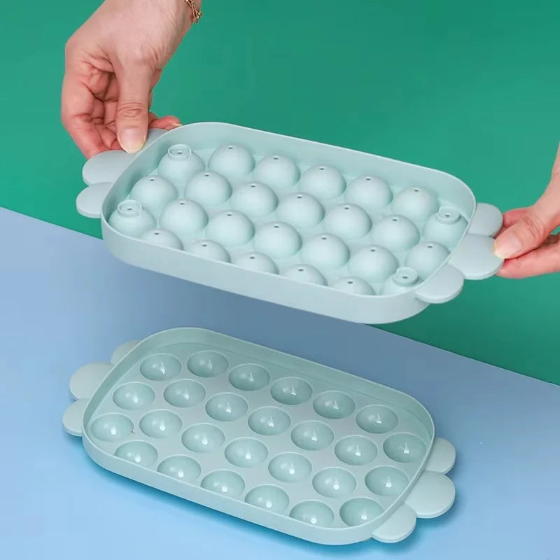 3D Round 26 Cells Ice Ball Tray With Lid