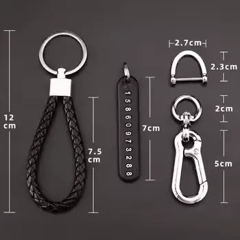 Smart Leather Rope Key Ring With Phone Number