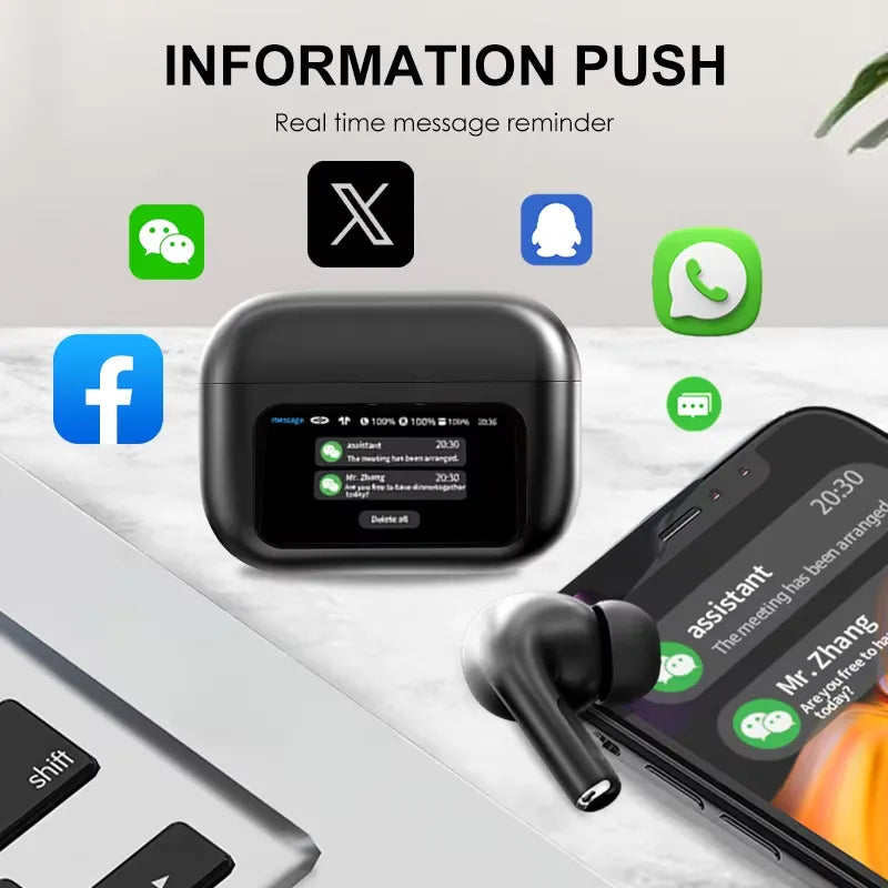 A9 Pro App Supported ANC/ENC Touch Display Wireless Earbuds