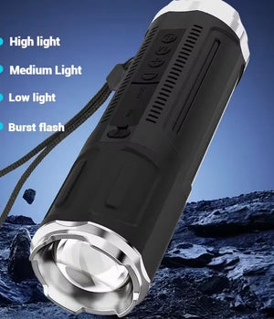 Zoomable Flashlight with Bluetooth Speaker & FM Radio